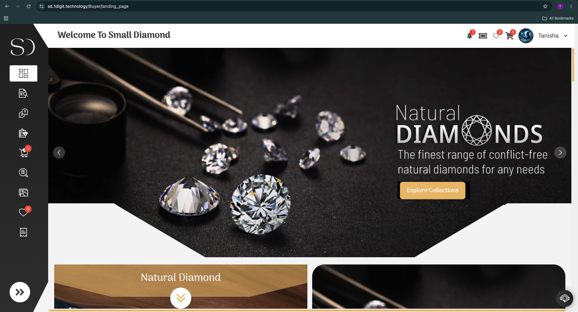Your Diamond Marketplace at a Glance screen